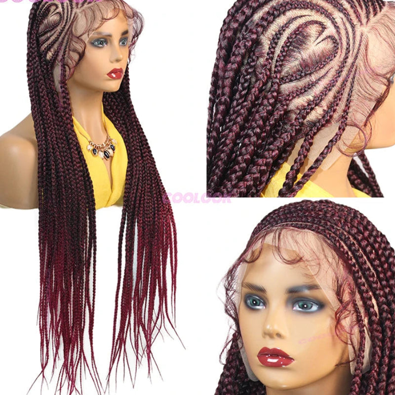 36-Inch Full Lace Knotless Box Braid Wig Luxegan
