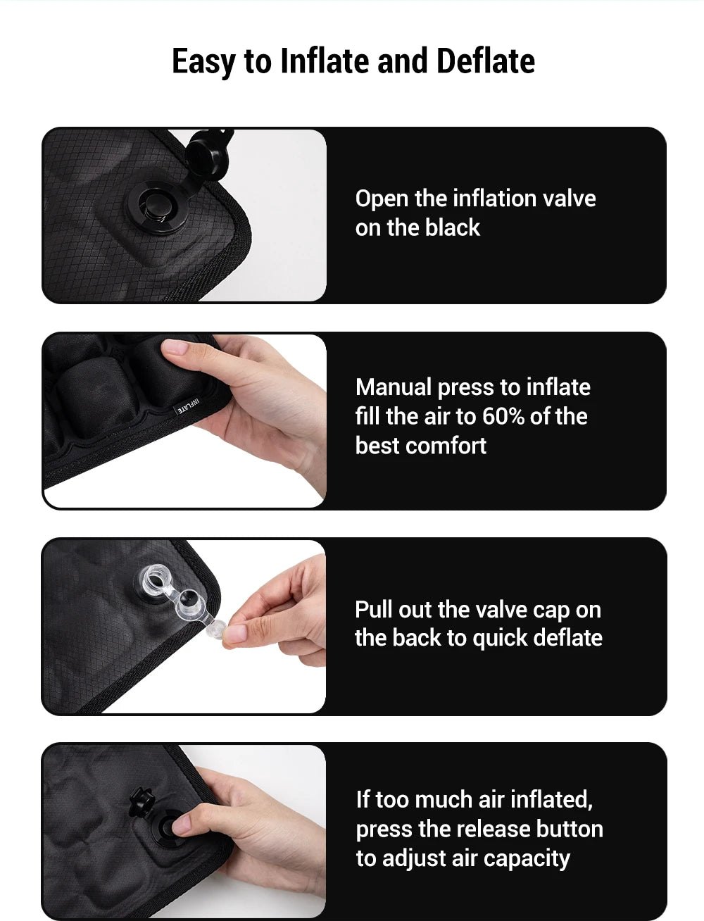 3D Ergonomic Inflatable Chair Cushion | Sophisticated "Long-Sitting" Support Silhouette | Elegant HG004 Adjustable Office & Car Seat Pad | "Dignified" High-Performance Anti-Decubitus Comfort for Radiant Versatile Styling Luxegan
