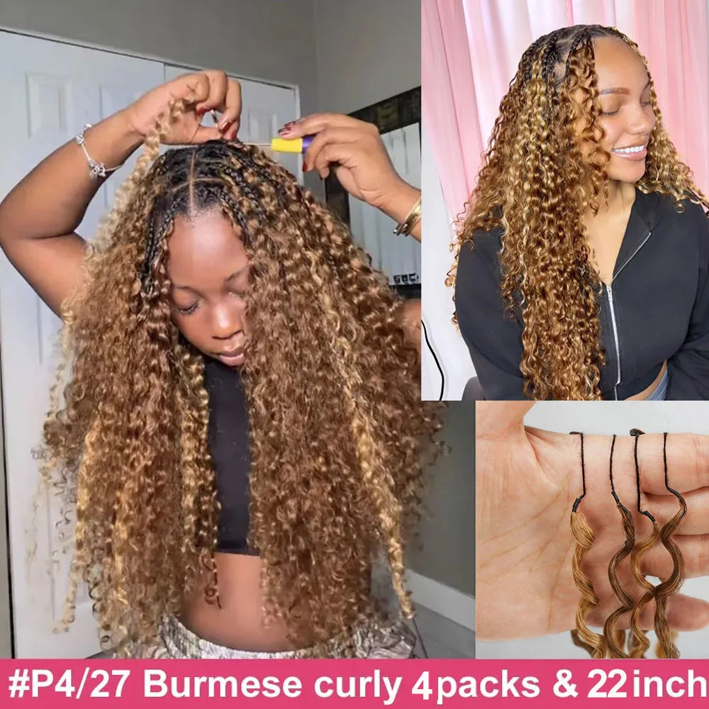 Burmese Curly Miracle Knots Crochet Human Hair Extensions – Feather Knotless Braiding Hair 10–24 - view 3