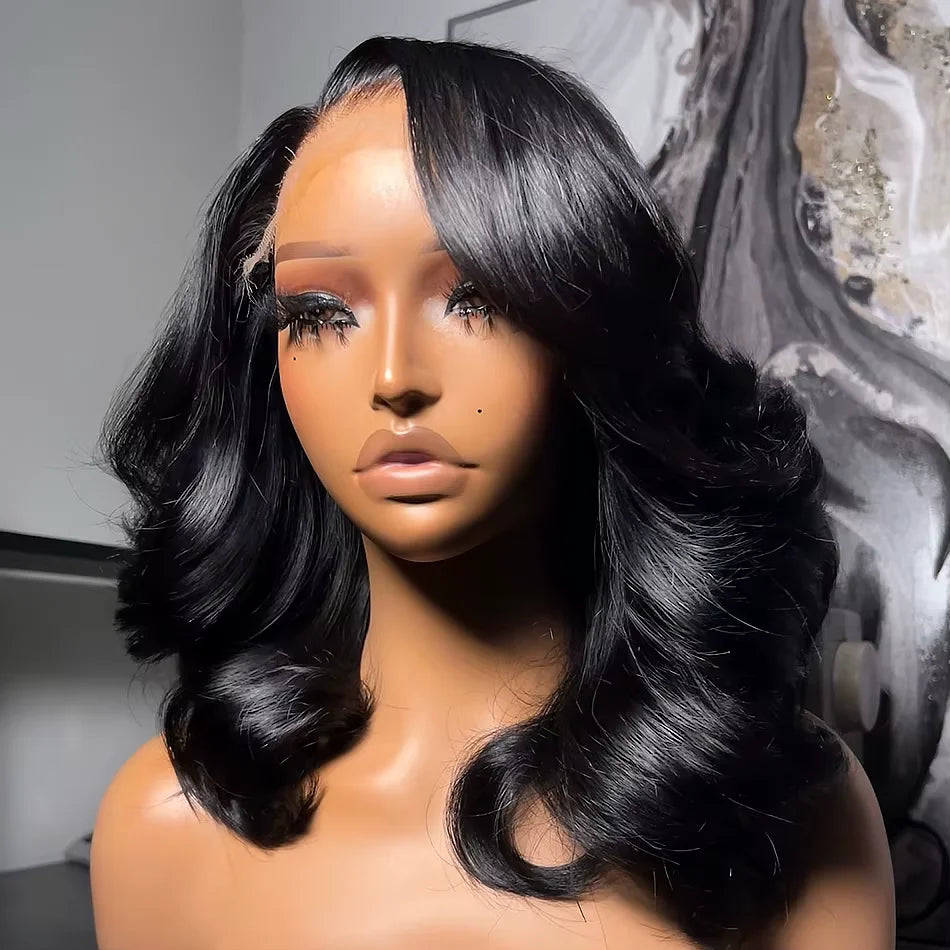 Brazilian 250% Density Short Bob Body Wave Wig | 13x4 HD Transparent Lace Front & 4x4 Lace Closure Human Hair (Pre-Plucked for Women) Luxegan