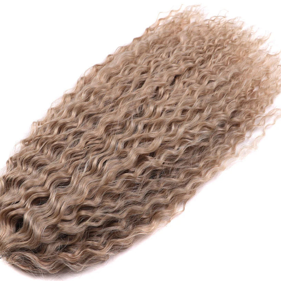 Ariel Curl Water Wave Crochet Hair | Sophisticated 22-Inch Synthetic Braiding Extensions | Elegant "High Temperature Fiber" Water Twist | "Dignified" Ombre Blonde &amp; Pink Tones for Radiant Versatile Styling Luxegan