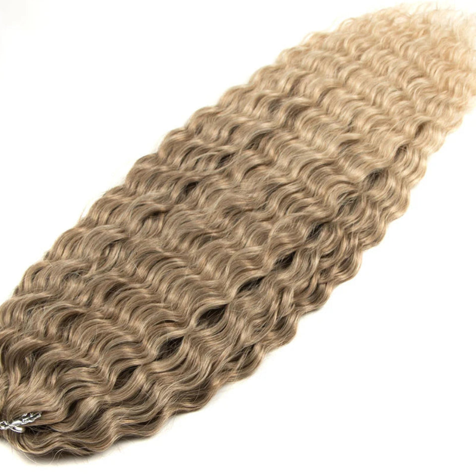 Ariel Curl Water Wave Crochet Hair | Sophisticated 22-Inch Synthetic Braiding Extensions | Elegant "High Temperature Fiber" Water Twist | "Dignified" Ombre Blonde &amp; Pink Tones for Radiant Versatile Styling Luxegan