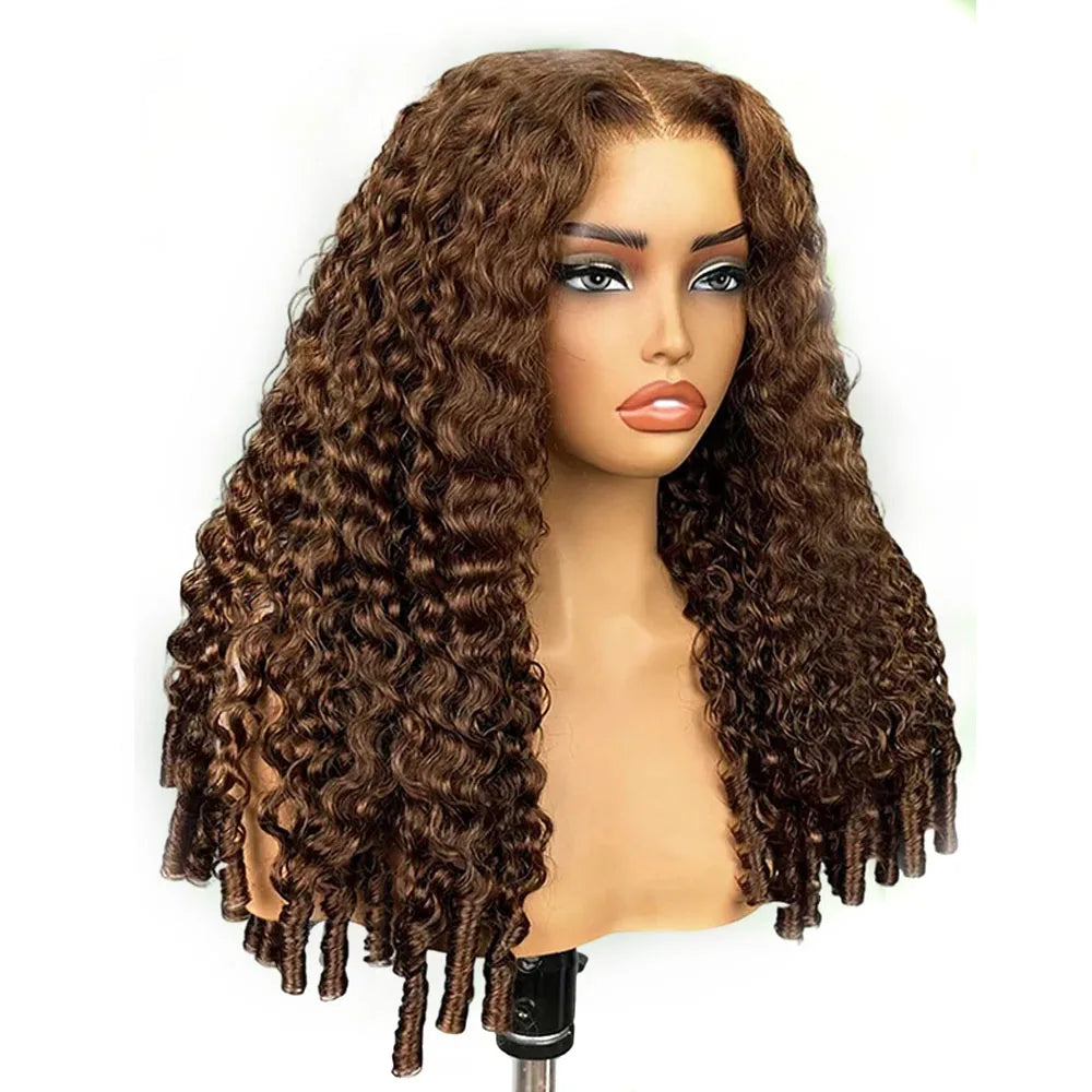 Chocolate Brown Burmese Curly HD Lace Wig | Sophisticated 250 Density 13x6 & 13x4 Frontal | Elegant "Raw Vietnamese" 30-Inch Length | "Dignified" 360 Full Lace Invisible Strap Glueless Human Hair for Radiant Versatile Styling Luxegan