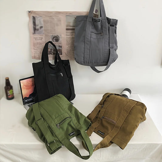 Retro Day Canvas Bag | Unisex Leisure Commuter & Solid Color Shoulder Bag Luxegan