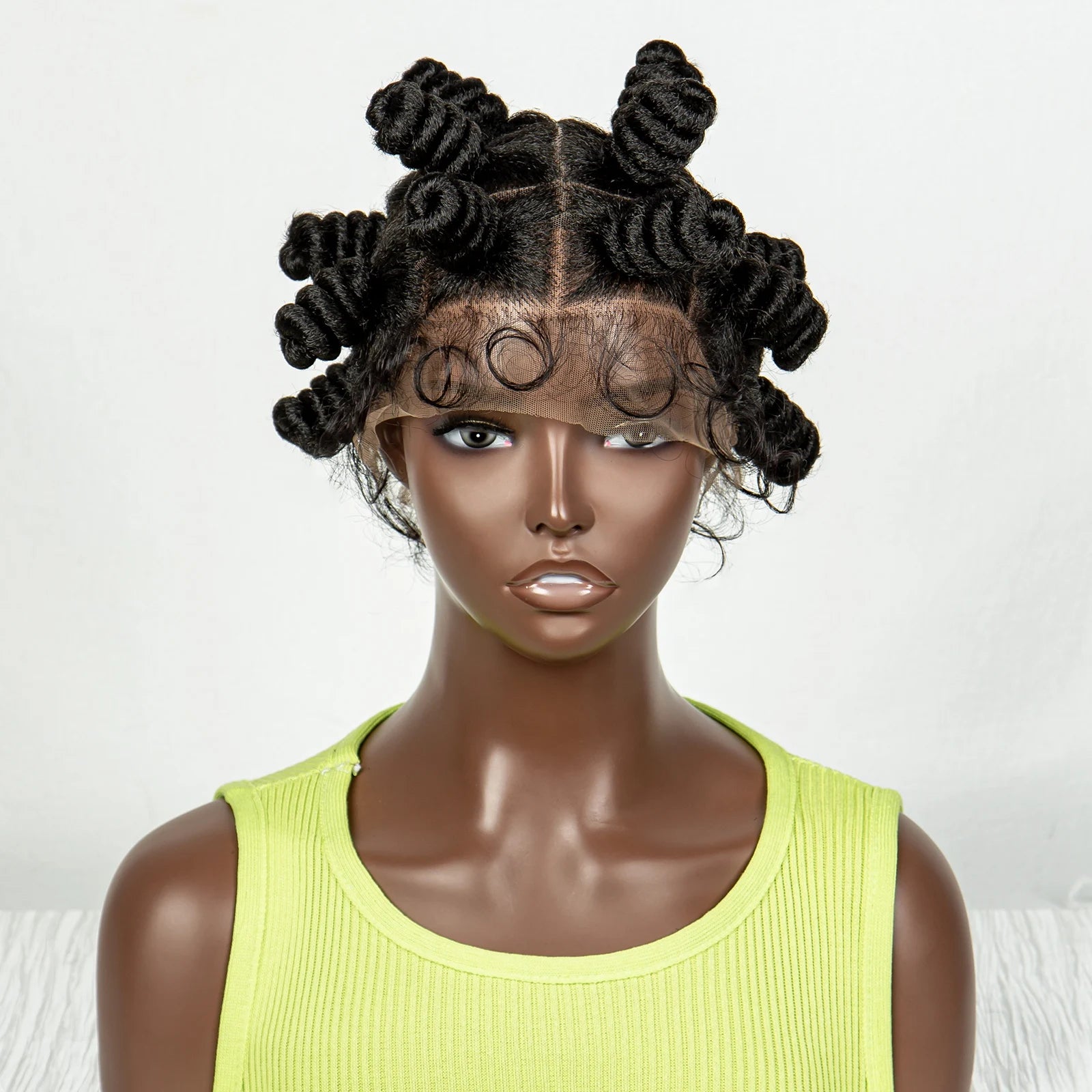 Handmade Bantu Knotless Braids Wig | Full Double Lace Front | Baby Hair Luxegan