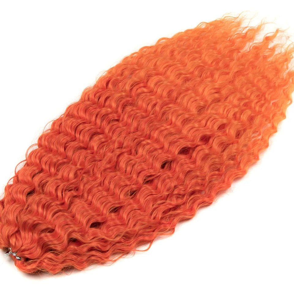 Ariel Curl Water Wave Crochet Hair | Sophisticated 22-Inch Synthetic Braiding Extensions | Elegant "High Temperature Fiber" Water Twist | "Dignified" Ombre Blonde &amp; Pink Tones for Radiant Versatile Styling Luxegan