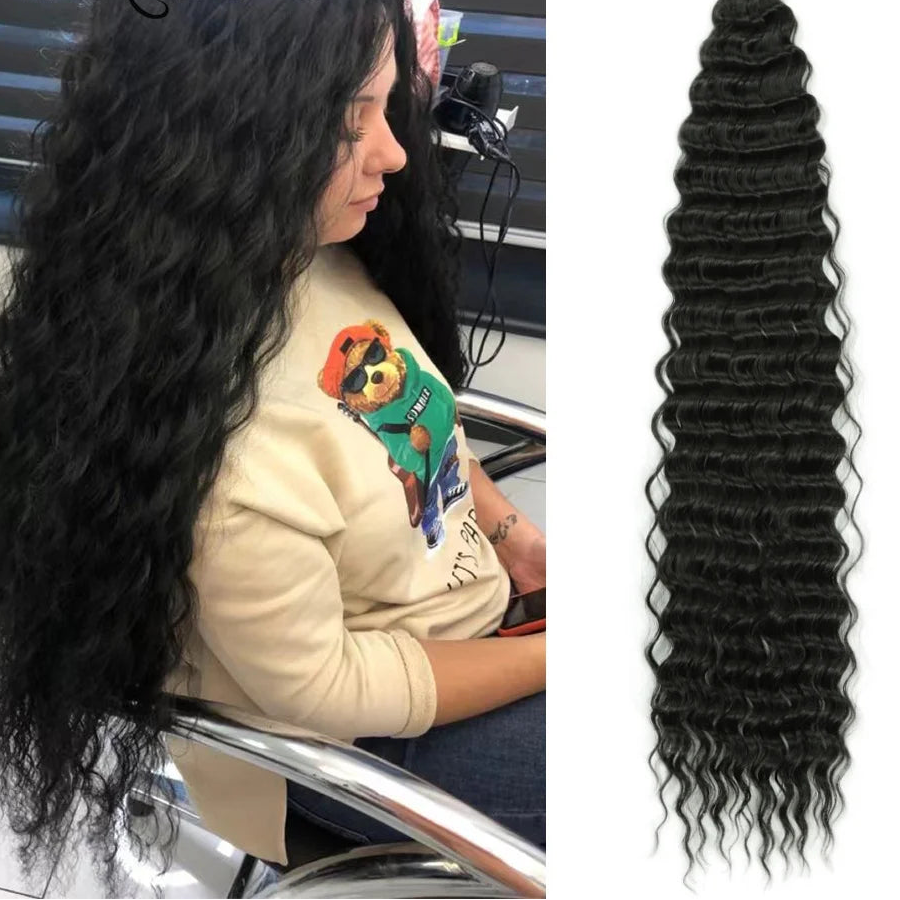 30 Inch Deep Wave Twist Crochet Hair – Synthetic Bohemian Ocean Wave Braiding Hair Extension Luxegan