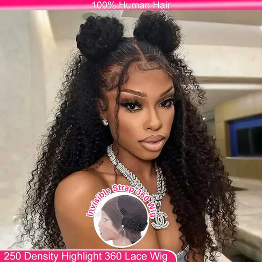 Invisi-Strap 360 HD Full Lace Glueless Wig | Sophisticated "Deep Curly" Water Wave Silhouette | Elegant High-Density Lace Frontal | "Dignified" Brazilian Human Hair Wig for Radiant Versatile Styling Luxegan