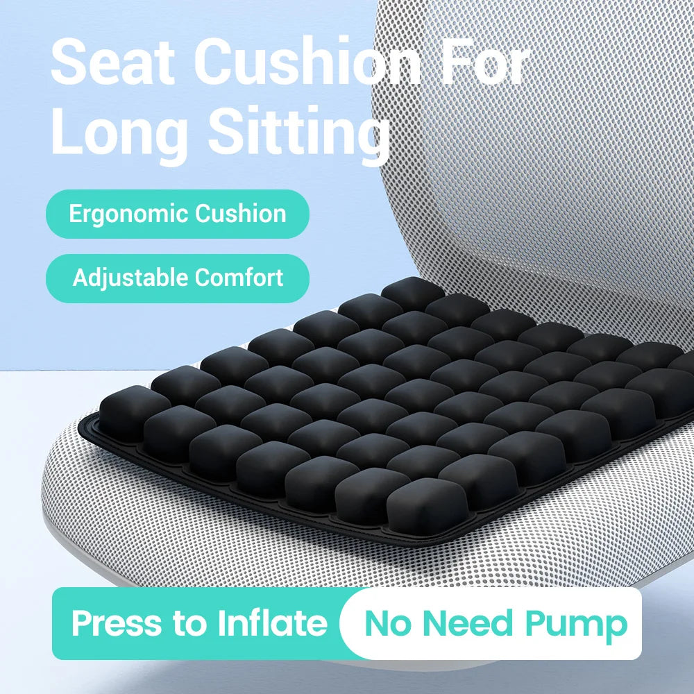 3D Ergonomic Inflatable Chair Cushion | Sophisticated "Long-Sitting" Support Silhouette | Elegant HG004 Adjustable Office & Car Seat Pad | "Dignified" High-Performance Anti-Decubitus Comfort for Radiant Versatile Styling Luxegan