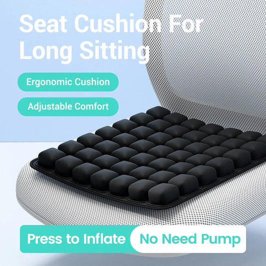 3D Ergonomic Inflatable Chair Cushion | Sophisticated "Long-Sitting" Support Silhouette | Elegant HG004 Adjustable Office & Car Seat Pad | "Dignified" High-Performance Anti-Decubitus Comfort for Radiant Versatile Styling Luxegan