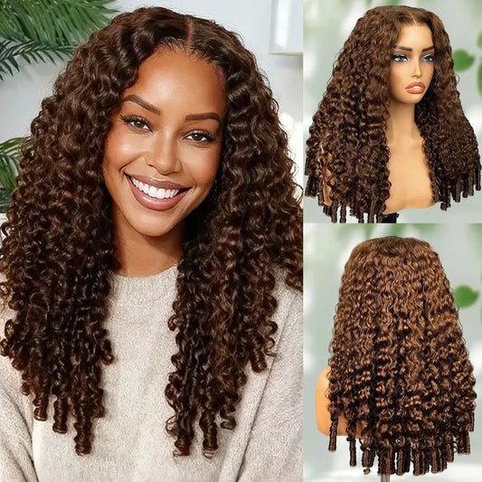 Chocolate Brown Burmese Curly HD Lace Wig | Sophisticated 250 Density 13x6 & 13x4 Frontal | Elegant "Raw Vietnamese" 30-Inch Length | "Dignified" 360 Full Lace Invisible Strap Glueless Human Hair for Radiant Versatile Styling Luxegan
