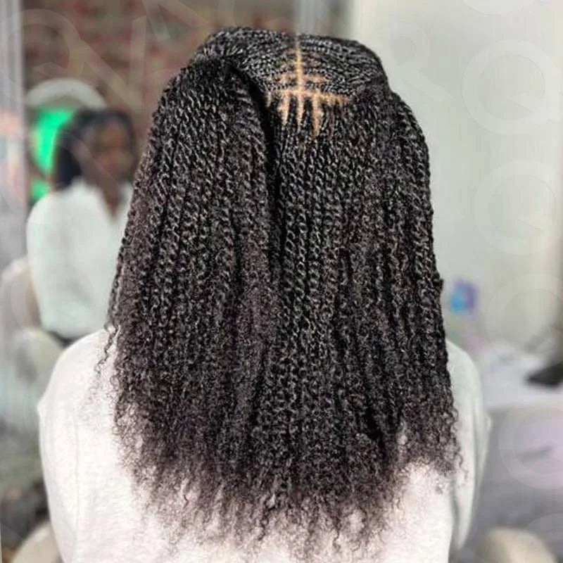 Sleek High-Quality Peruvian Afro Kinky Curly Human Hair Bulk | 100% Remy Human Hair for Braiding (No Weft/Attachment) | Natural Color Brazilian Remy Hair Bulk for Salon Braids Luxegan