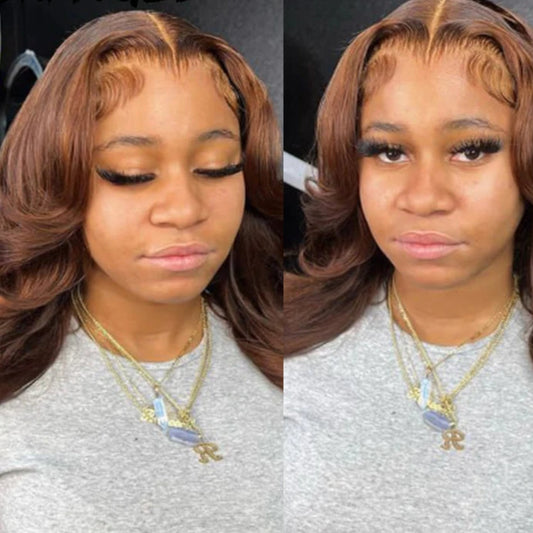 Rich Chocolate Brown 13x6 HD Lace Frontal Wig | Luxurious 34-Inch Dramatic Body Wave Silhouette | Glueless Melt Skins Transparent Swiss Lace Front Wig | Premium Brazilian Remy Human Hair Masterpiece for Show-Stopping Styling Luxegan