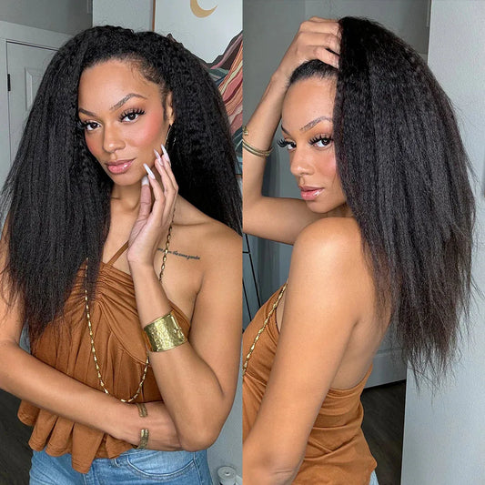 Kinky Straight Human Hair Crochet Extensions | Feathered Braiding Hair | 10–24 Inches Luxegan