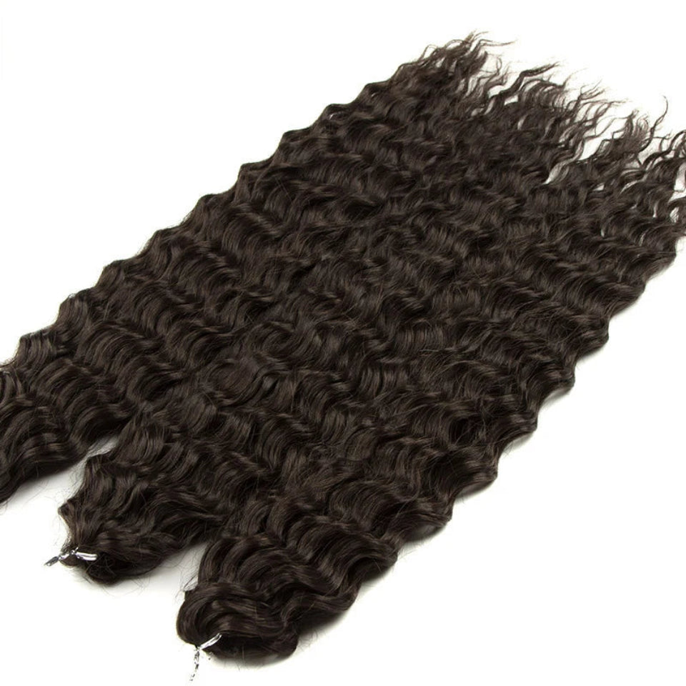 Ariel Curl Water Wave Crochet Hair | Sophisticated 22-Inch Synthetic Braiding Extensions | Elegant "High Temperature Fiber" Water Twist | "Dignified" Ombre Blonde &amp; Pink Tones for Radiant Versatile Styling Luxegan
