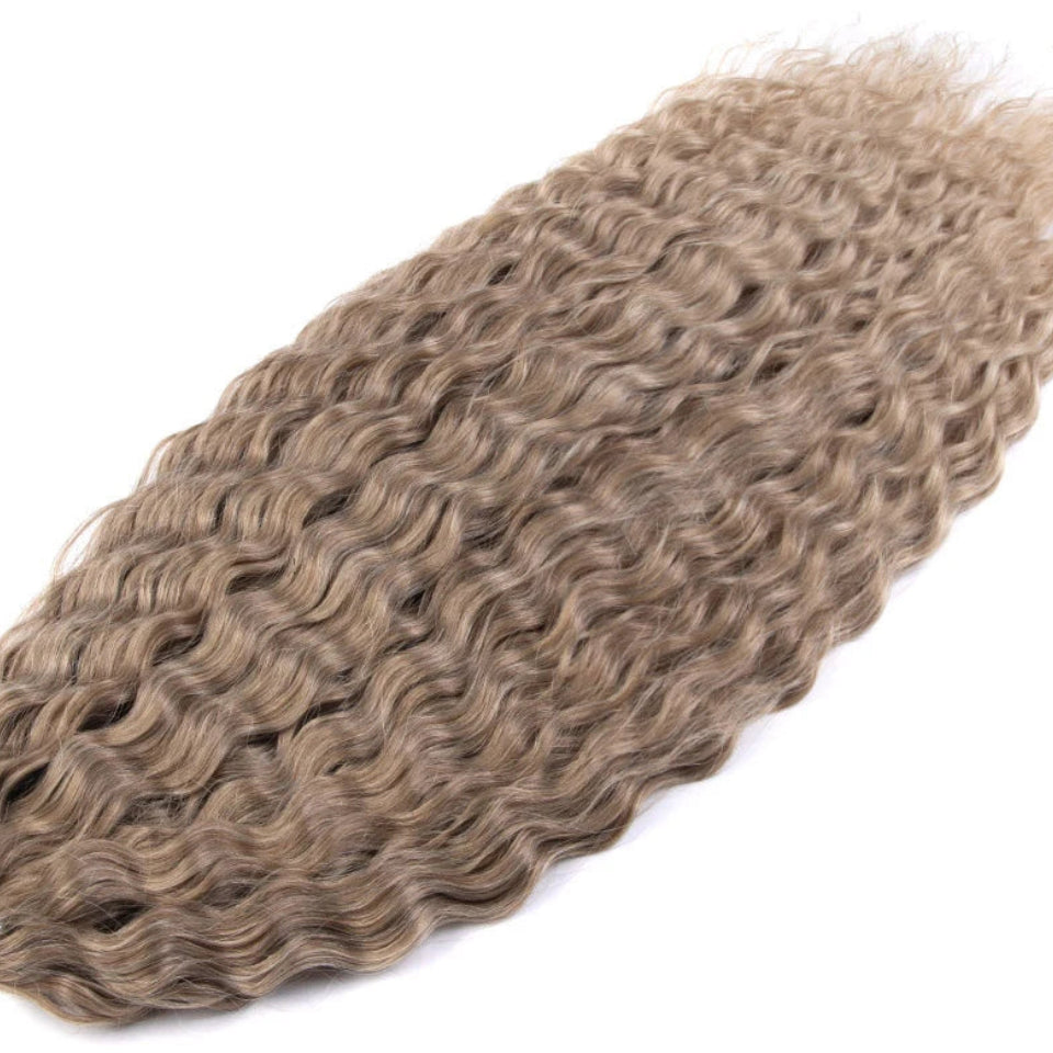 Ariel Curl Water Wave Crochet Hair | Sophisticated 22-Inch Synthetic Braiding Extensions | Elegant "High Temperature Fiber" Water Twist | "Dignified" Ombre Blonde &amp; Pink Tones for Radiant Versatile Styling Luxegan