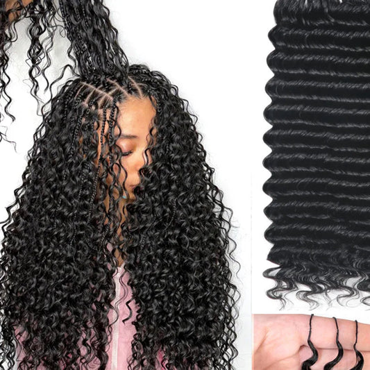 Deep Wave Feather Crochet Braids – 100% Remy Boho Human Hair | Pre-Separated Miracle Knots | Knotless Install