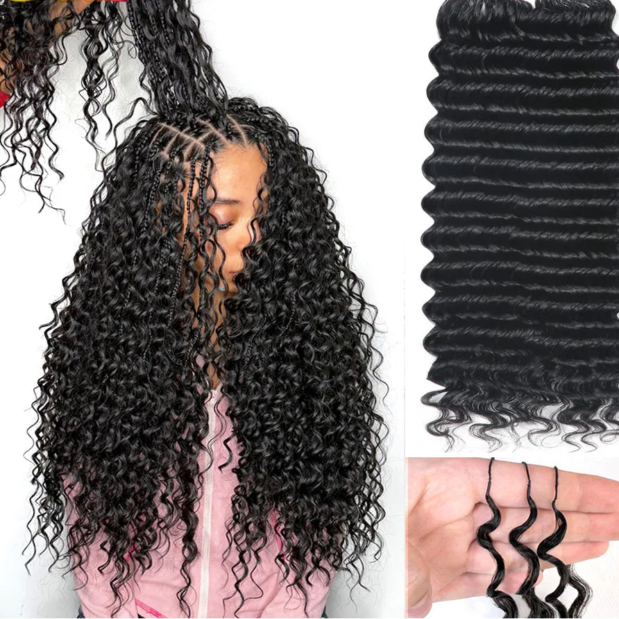 Deep Wave Feather Crochet Human Hair – 100% Remy | Miracle Knots | Pre-Separated | Boho Braids - view 7