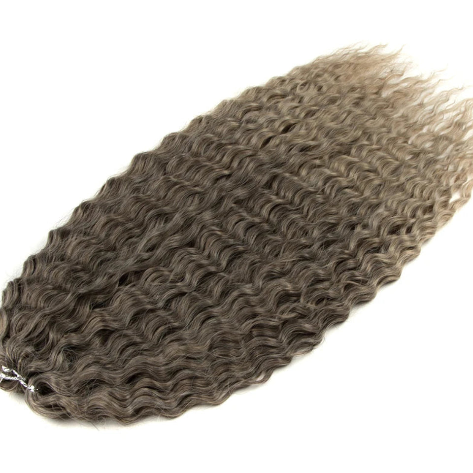 Ariel Curl Water Wave Crochet Hair | Sophisticated 22-Inch Synthetic Braiding Extensions | Elegant "High Temperature Fiber" Water Twist | "Dignified" Ombre Blonde &amp; Pink Tones for Radiant Versatile Styling Luxegan