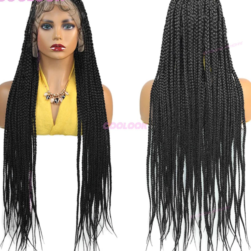 36-Inch Full Lace Knotless Box Braid Wig Luxegan