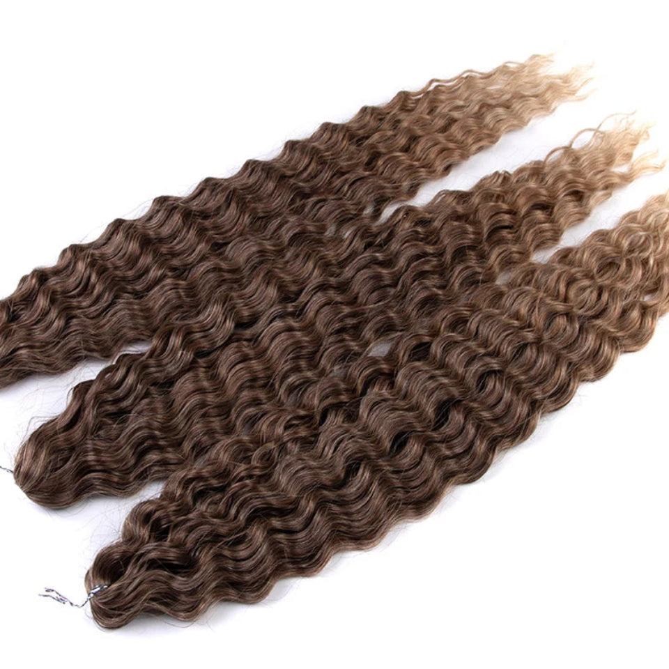Ariel Curl Water Wave Crochet Hair | Sophisticated 22-Inch Synthetic Braiding Extensions | Elegant "High Temperature Fiber" Water Twist | "Dignified" Ombre Blonde &amp; Pink Tones for Radiant Versatile Styling Luxegan