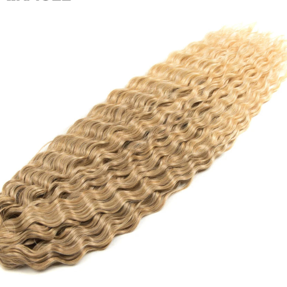 Ariel Curl Water Wave Crochet Hair | Sophisticated 22-Inch Synthetic Braiding Extensions | Elegant "High Temperature Fiber" Water Twist | "Dignified" Ombre Blonde &amp; Pink Tones for Radiant Versatile Styling Luxegan