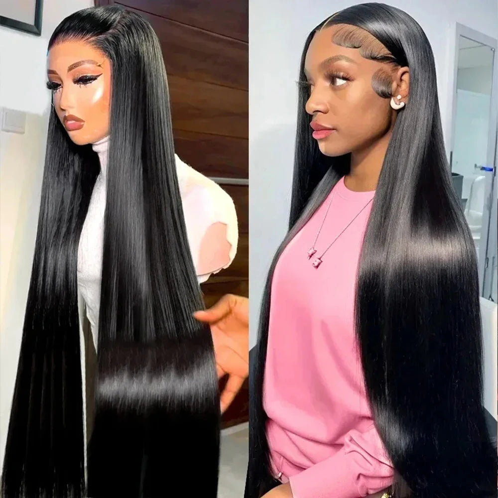 30-Inch Bone Straight HD 360 Lace Frontal Human Hair Wig - Pre-Plucked 100% Brazilian Remy Human Hair Wig - Ultra-Thin Transparent HD Swiss Lace Glueless Long Straight Wig for Women (Dyeable All Colors) Luxegan