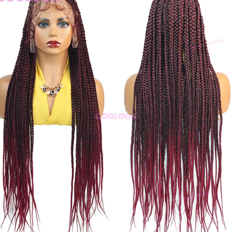 36-Inch Full Lace Knotless Box Braid Wig Luxegan