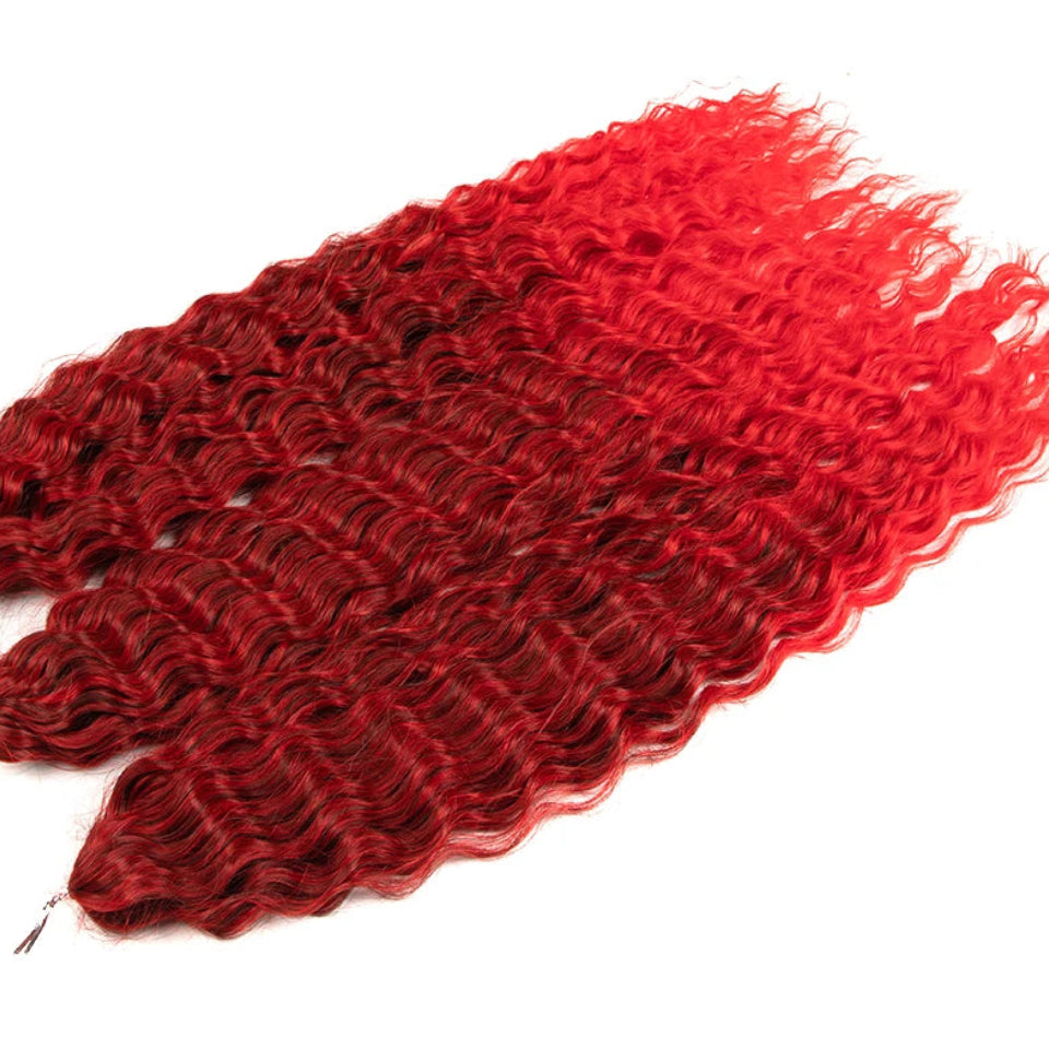 Ariel Curl Water Wave Crochet Hair | Sophisticated 22-Inch Synthetic Braiding Extensions | Elegant "High Temperature Fiber" Water Twist | "Dignified" Ombre Blonde &amp; Pink Tones for Radiant Versatile Styling Luxegan