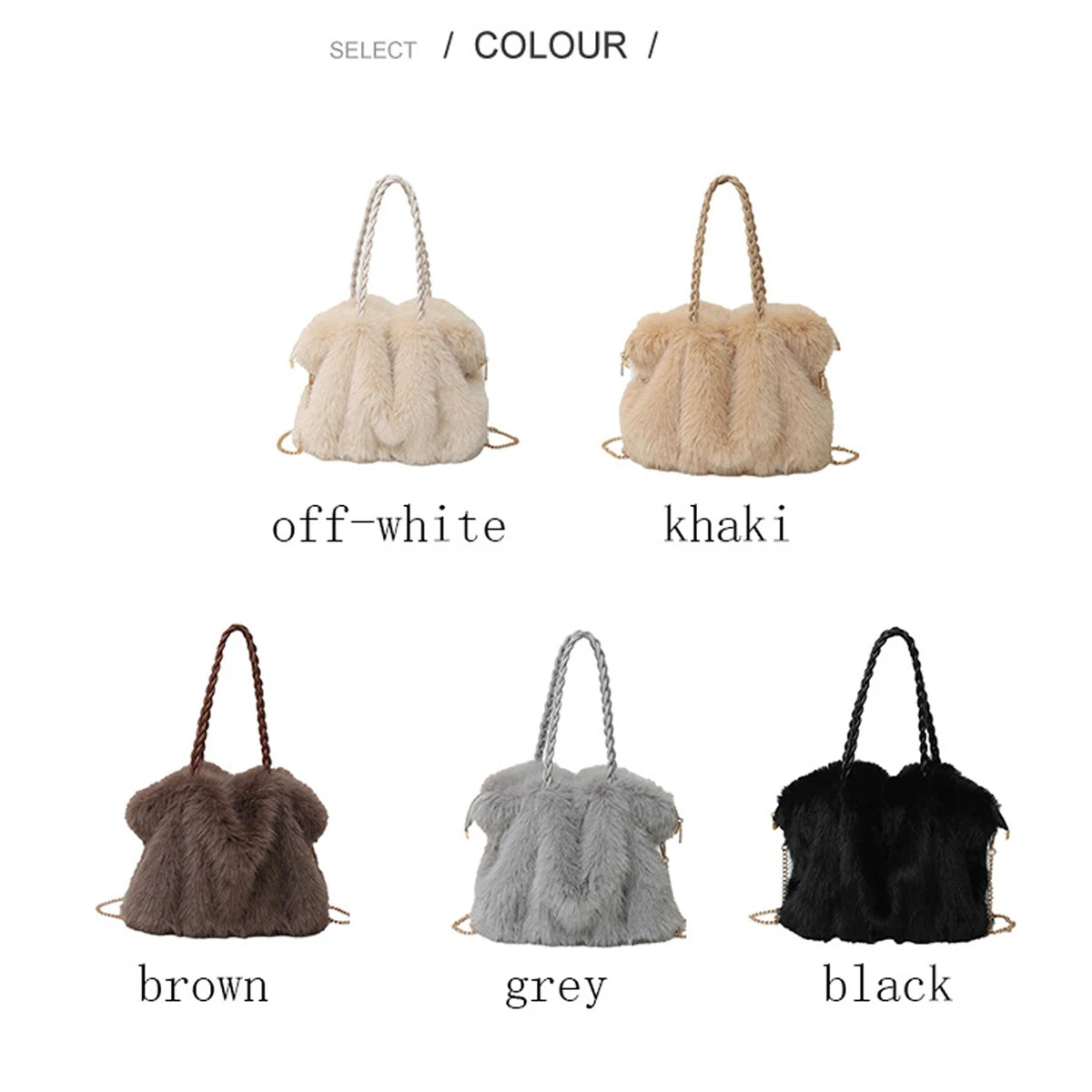 Plush Large Capacity Tote Bag | Pleated Fox Fur Shoulder & Crossbody Bag Luxegan