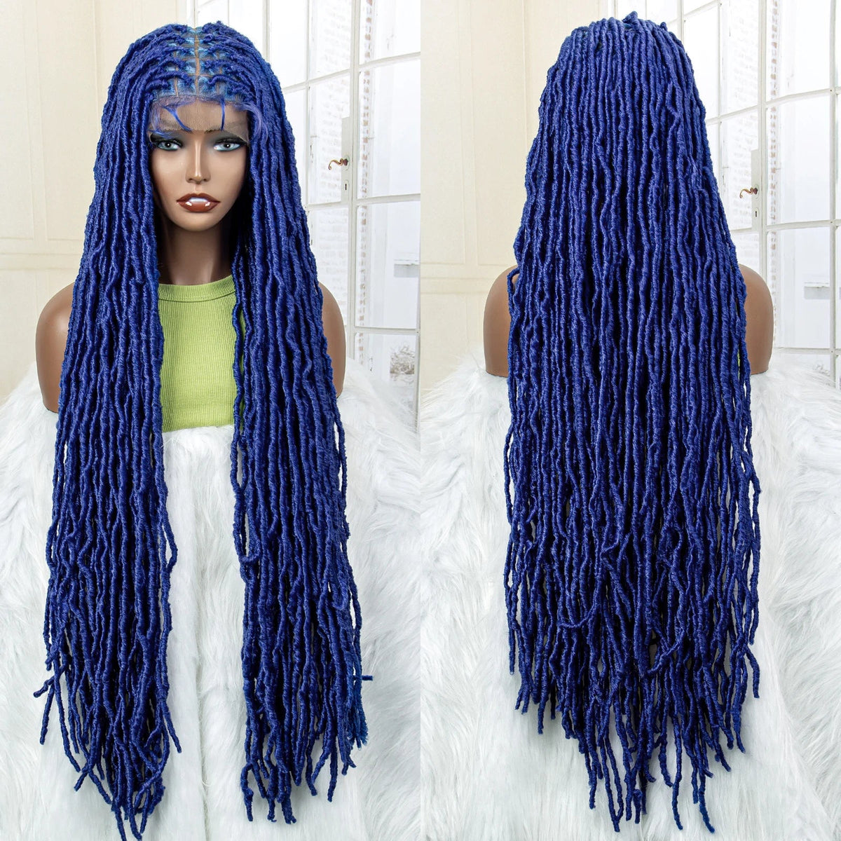 Super Long 36 Inches Synthetic Full Lace Dreadlock Box Braided Wigs for Afro Black Women Black Knotless Braiding Wigs Luxegan