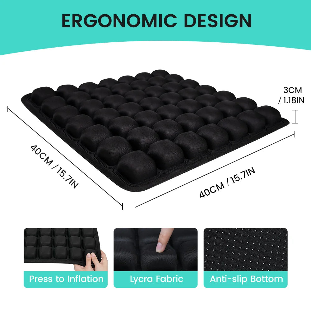 3D Ergonomic Inflatable Chair Cushion | Sophisticated "Long-Sitting" Support Silhouette | Elegant HG004 Adjustable Office & Car Seat Pad | "Dignified" High-Performance Anti-Decubitus Comfort for Radiant Versatile Styling Luxegan