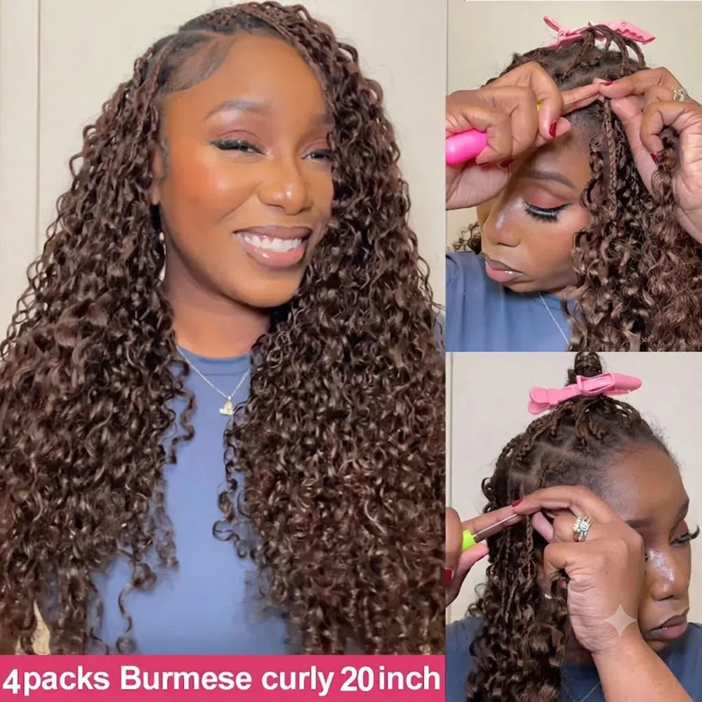 Burmese Curly Miracle Knots Feather Crochet Human Hair Extensions – Pre-Separated Knotless Boho - view 4
