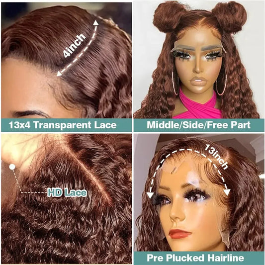 30 & 34-Inch Chocolate Brown Deep Curly Wig | Sophisticated 13x6 HD Transparent Lace | Elegant "Brazilian Remy" Ultra-Long Silhouette | "Dignified" Bleached Knots & Pre-Plucked Human Hair for Radiant Versatile Styling Luxegan