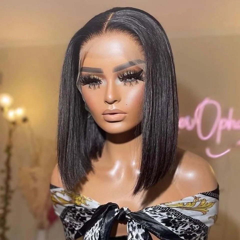 Ombre Orange Blonde Bob Wig | Straight Human Hair Lace Front Luxegan
