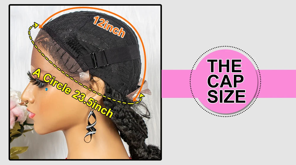 Lace Frontal Synthetic Braided Wigs Lace Front Braided Ponytail Wig Natural Knotless with Baby Hair for Black Women Daily Use Luxegan
