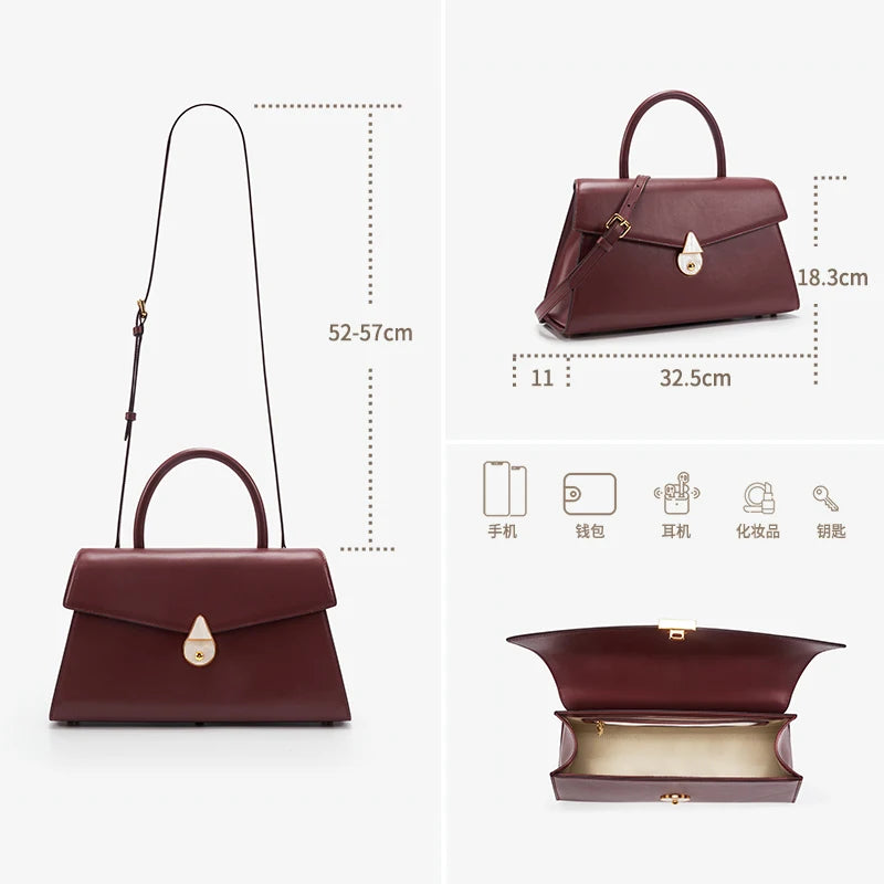 Premium Genuine Leather Women’s Handbag | Large Capacity "Doctor" Style Crossbody Bag - view 2