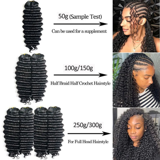 Deep Wave Feather Crochet Braids – 100% Remy Boho Human Hair | Pre-Separated Miracle Knots - view 2
