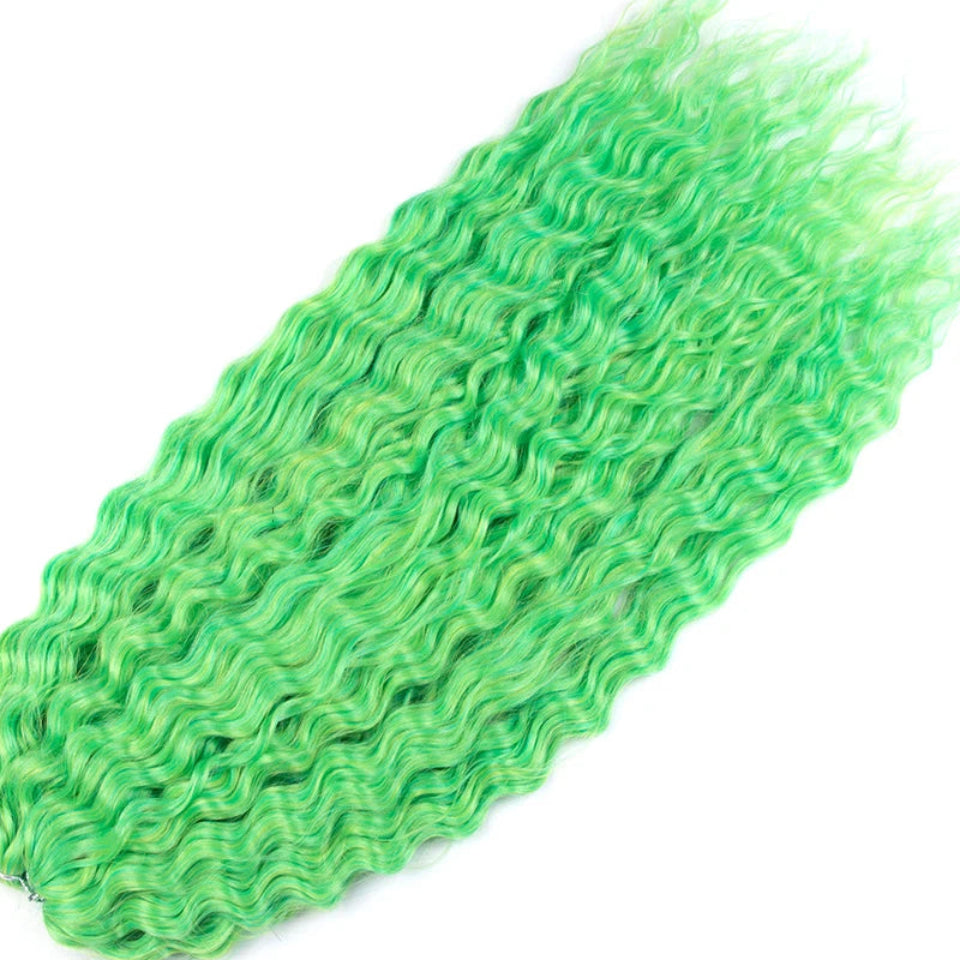 Ariel Curl Water Wave Crochet Hair | Sophisticated 22-Inch Synthetic Braiding Extensions | Elegant "High Temperature Fiber" Water Twist | "Dignified" Ombre Blonde &amp; Pink Tones for Radiant Versatile Styling Luxegan