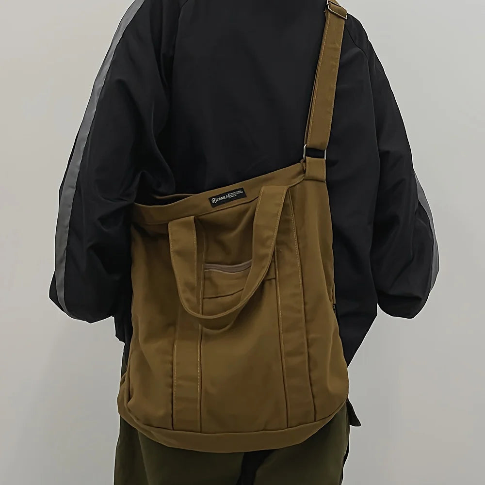 Retro Day Canvas Bag | Unisex Leisure Commuter & Solid Color Shoulder Bag Luxegan