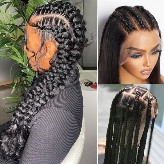 Real Full Lace Wigs 100% Human Hair for Braided Wigs Knotless Braids Straight HD Full Lace Frontal Wig Braid Wigs Preplucked Luxegan