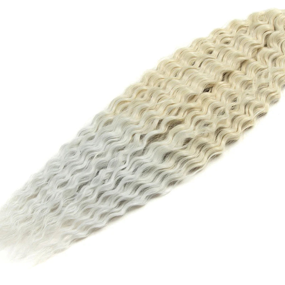 Ariel Curl Water Wave Crochet Hair | Sophisticated 22-Inch Synthetic Braiding Extensions | Elegant "High Temperature Fiber" Water Twist | "Dignified" Ombre Blonde &amp; Pink Tones for Radiant Versatile Styling Luxegan