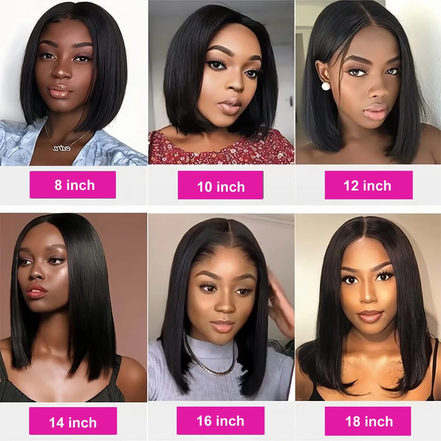 Bone Straight Short Bob Human Hair Wig | 150% Density Full Machine-Made Swiss Lace Wig | 100% Brazilian Remy Human Hair Glueless Straight Bob Wig for Women (8-16 Inches) Luxegan