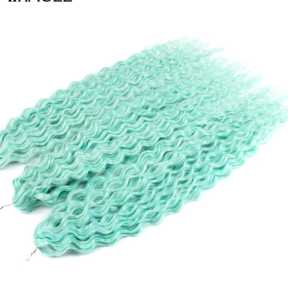 Ariel Curl Water Wave Crochet Hair | Sophisticated 22-Inch Synthetic Braiding Extensions | Elegant "High Temperature Fiber" Water Twist | "Dignified" Ombre Blonde &amp; Pink Tones for Radiant Versatile Styling Luxegan