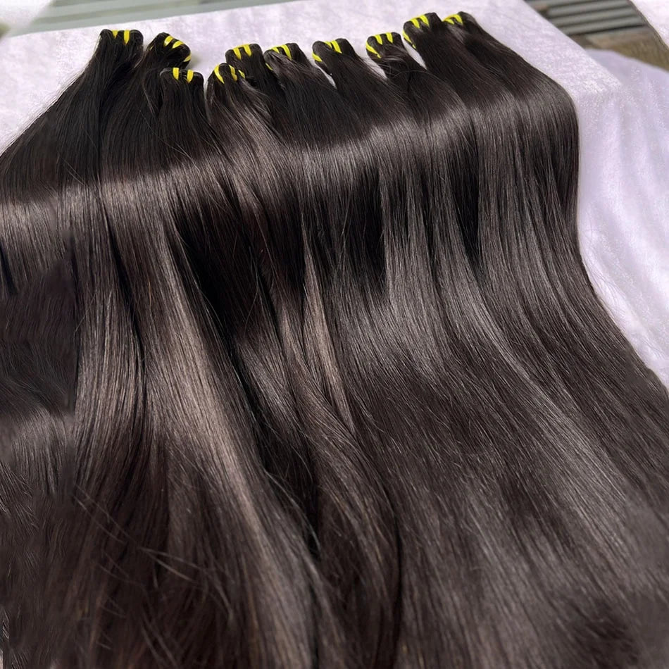 Bone Straight Double Drawn Human Hair Bundles – 100% Raw Virgin | Double Weft | Natural Black - view 6