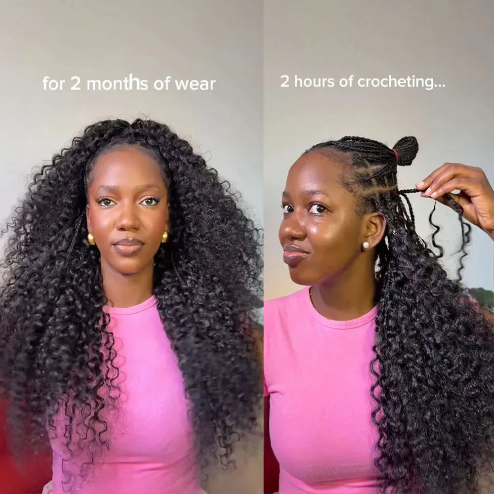 Deep Wave Feather Crochet Human Hair – 100% Remy | Miracle Knots | Pre-Separated | Boho Braids - view 5