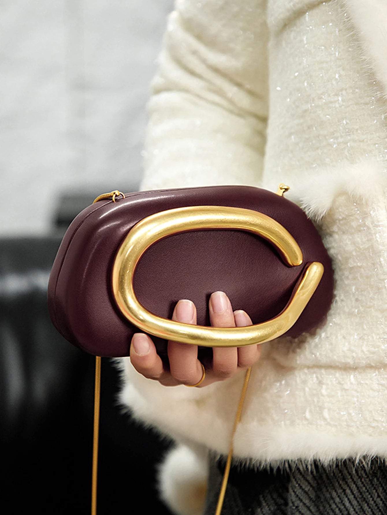 Gold Metal Closure Box Clutch | Fashion Design Women's Dinner Wedding Party Crossbody Small Bag Luxegan