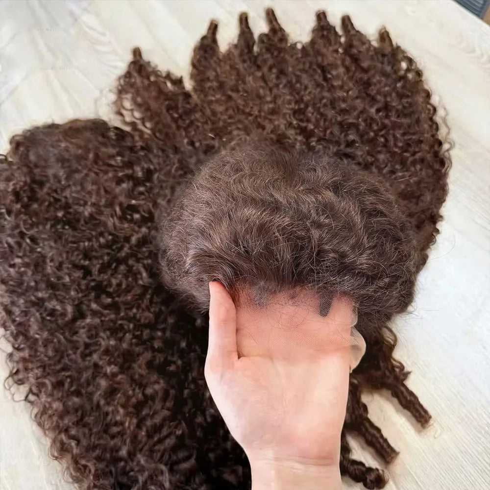 Chocolate Brown Burmese Curly HD Lace Wig | Sophisticated 250 Density 13x6 & 13x4 Frontal | Elegant "Raw Vietnamese" 30-Inch Length | "Dignified" 360 Full Lace Invisible Strap Glueless Human Hair for Radiant Versatile Styling Luxegan