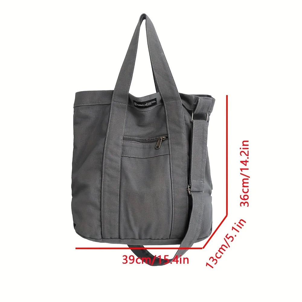 Retro Day Canvas Bag | Unisex Leisure Commuter & Solid Color Shoulder Bag Luxegan