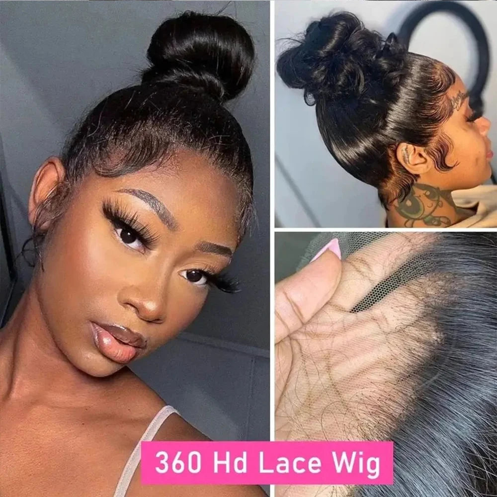 30-Inch Bone Straight HD 360 Lace Frontal Human Hair Wig - Pre-Plucked 100% Brazilian Remy Human Hair Wig - Ultra-Thin Transparent HD Swiss Lace Glueless Long Straight Wig for Women (Dyeable All Colors) Luxegan